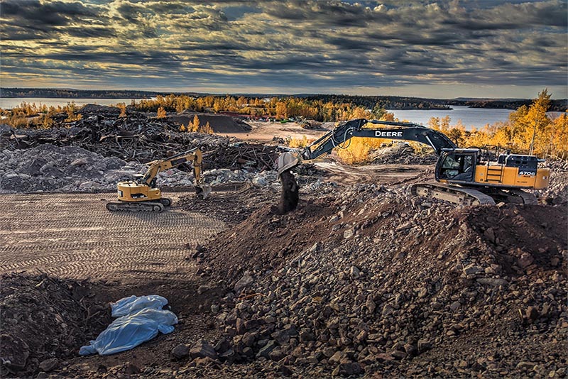Gunnar Mine Site with Excavators