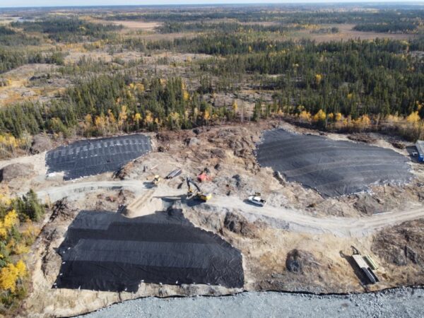 An aerial photo shows work at the Newcor mine site near Creighton, as of last month.