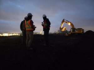 Relocating demolition waste from a highway corridor